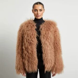 Dusty Pink Faux Curly Fur Jacket
